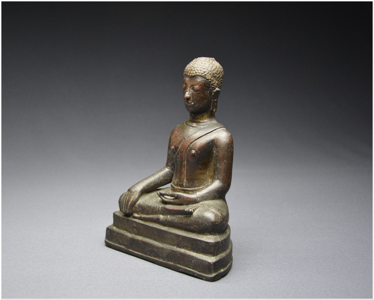 Ancient Kingdom Of Siam, 17th - 18th Century, School Of Sukhothai, Sakyamuni Buddha In Bronze-photo-3