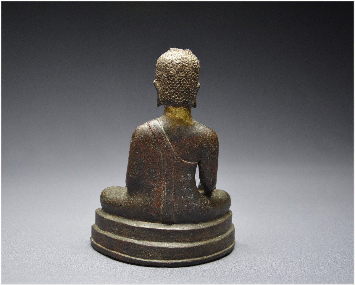 Ancient Kingdom Of Siam, 17th - 18th Century, School Of Sukhothai, Sakyamuni Buddha In Bronze-photo-4