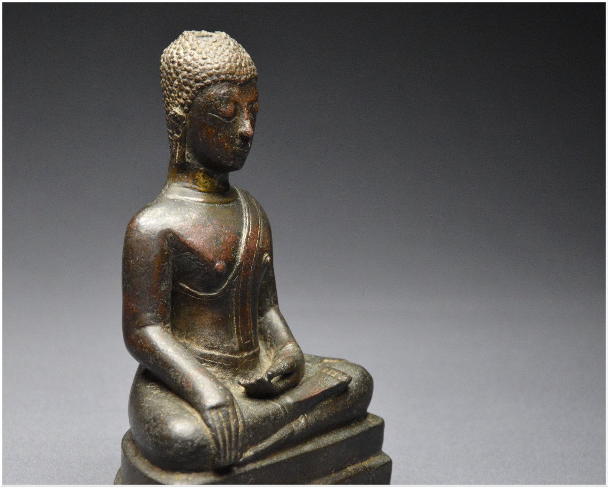 Ancient Kingdom Of Siam, 17th - 18th Century, School Of Sukhothai, Sakyamuni Buddha In Bronze-photo-2