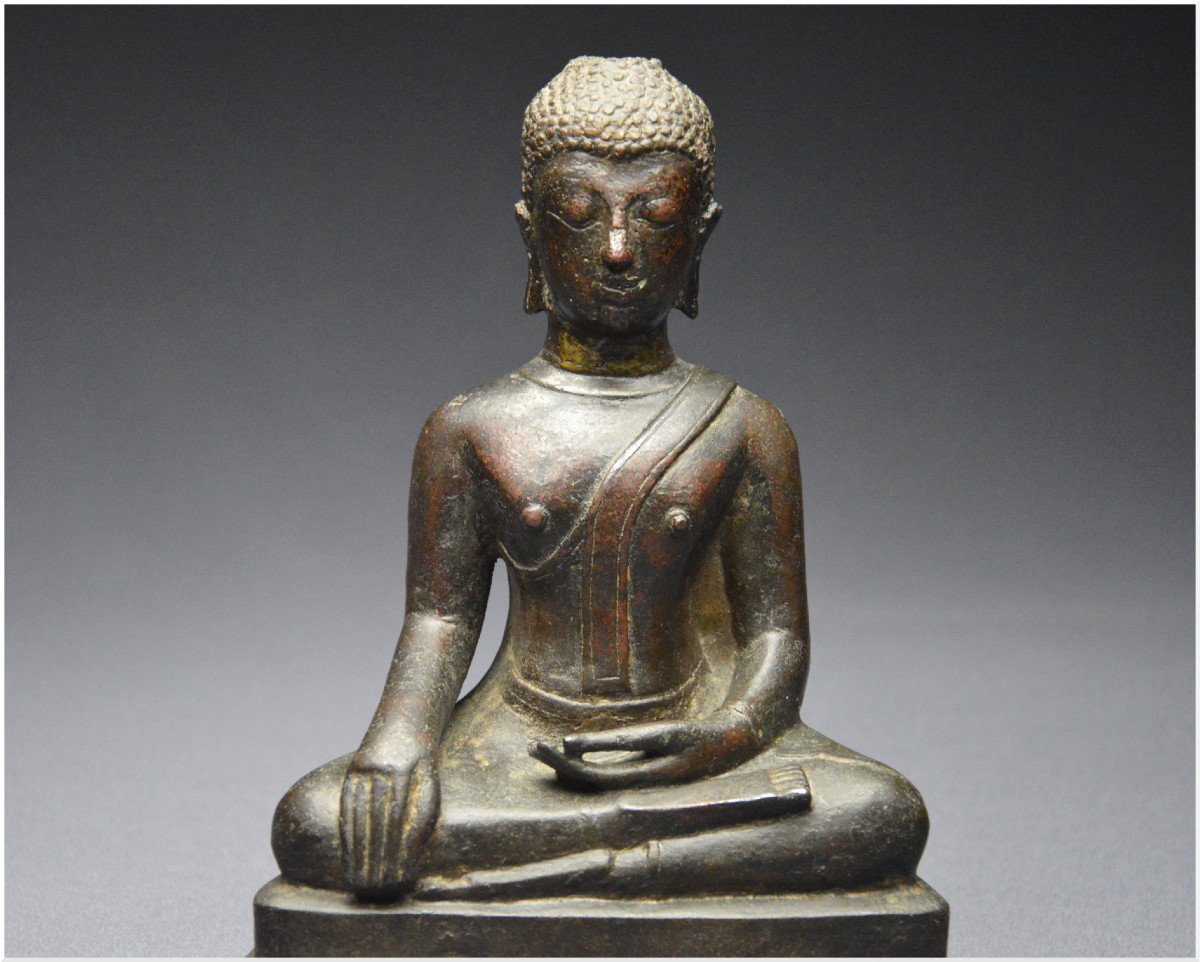 Ancient Kingdom Of Siam, 17th - 18th Century, School Of Sukhothai, Sakyamuni Buddha In Bronze-photo-3