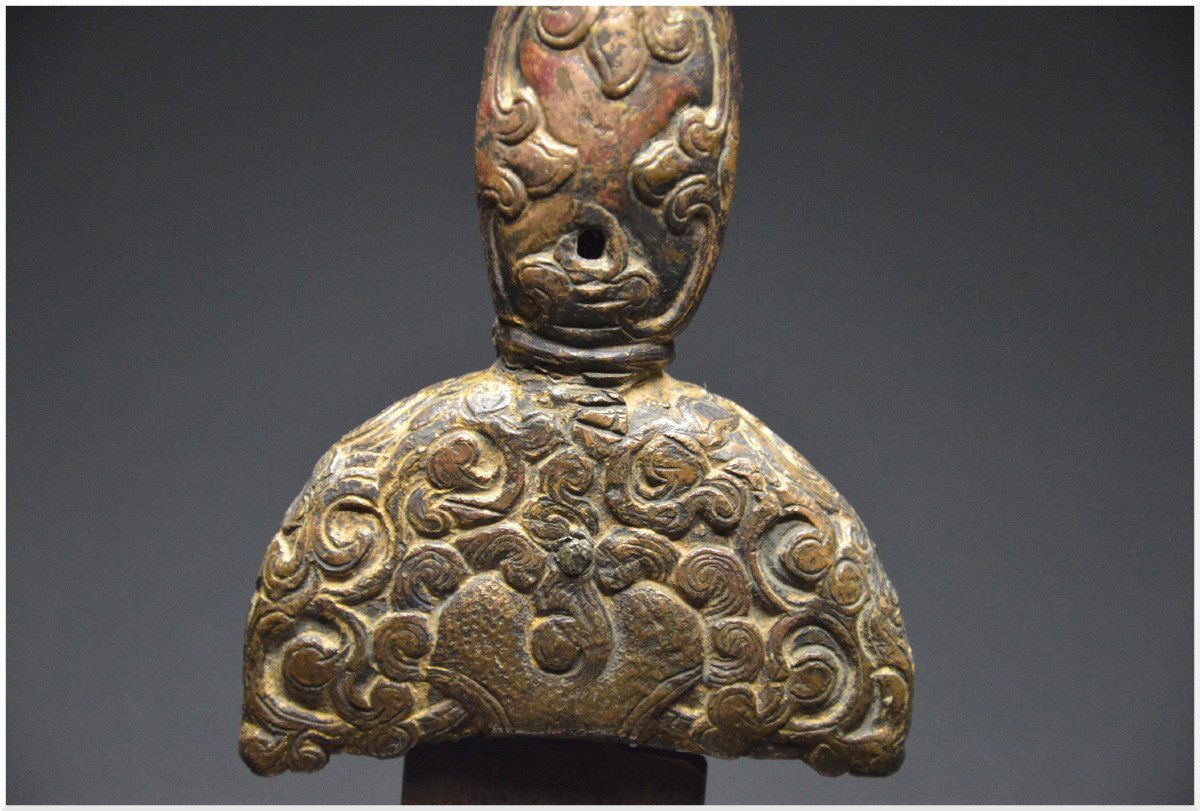 Tibet, XVIIIème siècle, Grand manche de Kartika en bronze -photo-3