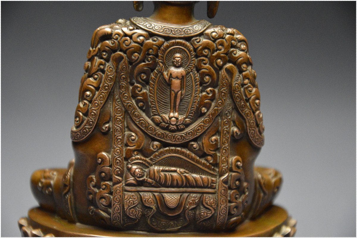 Tibet, First Half Of The 20th Century, Bronze Buddha Representation In Meditation Posture-photo-5