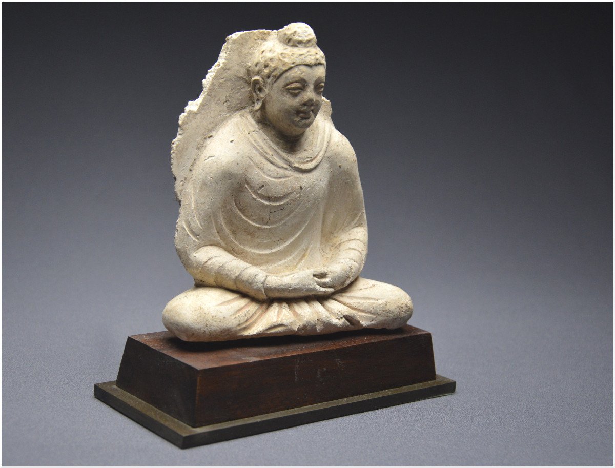 Afghanistan, Gandhara Area, 4th - 5th Century A.d., Stucco Buddha In The Meditation Position-photo-2