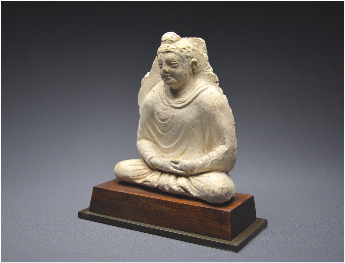 Afghanistan, Gandhara Area, 4th - 5th Century A.d., Stucco Buddha In The Meditation Position-photo-3