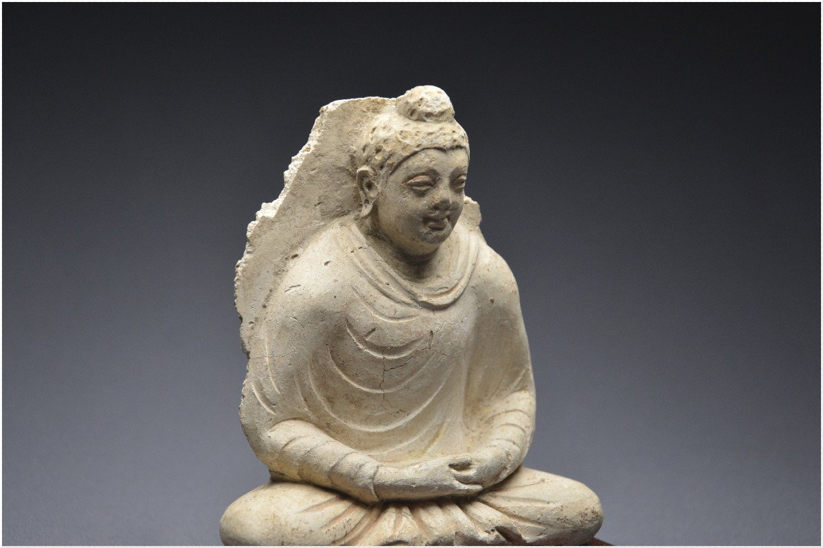 Afghanistan, Gandhara Area, 4th - 5th Century A.d., Stucco Buddha In The Meditation Position-photo-4