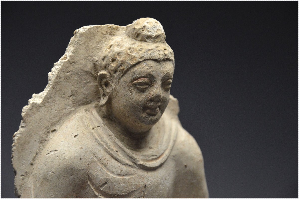 Afghanistan, Gandhara Area, 4th - 5th Century A.d., Stucco Buddha In The Meditation Position-photo-3