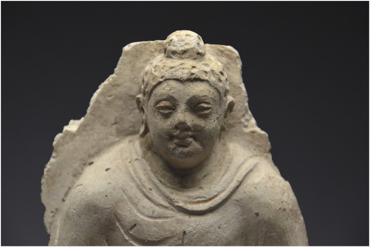 Afghanistan, Gandhara Area, 4th - 5th Century A.d., Stucco Buddha In The Meditation Position-photo-4