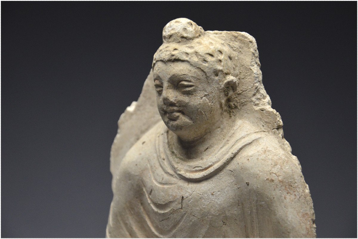 Afghanistan, Gandhara Area, 4th - 5th Century A.d., Stucco Buddha In The Meditation Position-photo-5