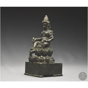 Indonésie, Île de Java, IXème - Xème siècle, Représentation de Kubera, Bronze à patine sombre