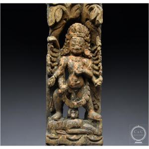 Nepal, 16th - 17th Century, Wooden Sculpture Of Shiva In His Wrathful Form 