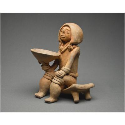 Colombie / Culture Tayronas, 800 - 1200 ap J. -C. /  Grande représentation en céramique d'un shaman / Art Précolombien 