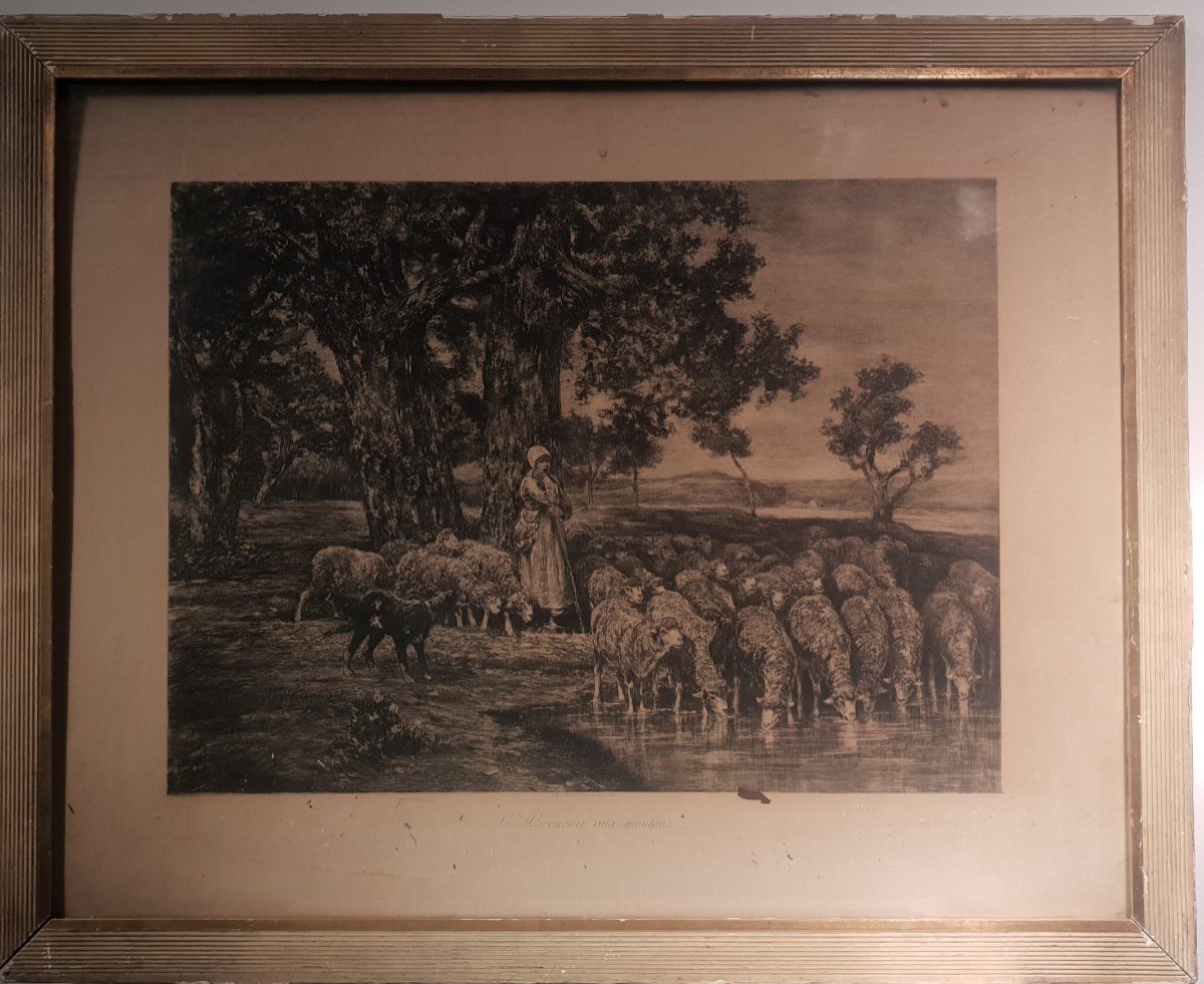 Important Print, Engraving, Etching By Charles Jacque-photo-2