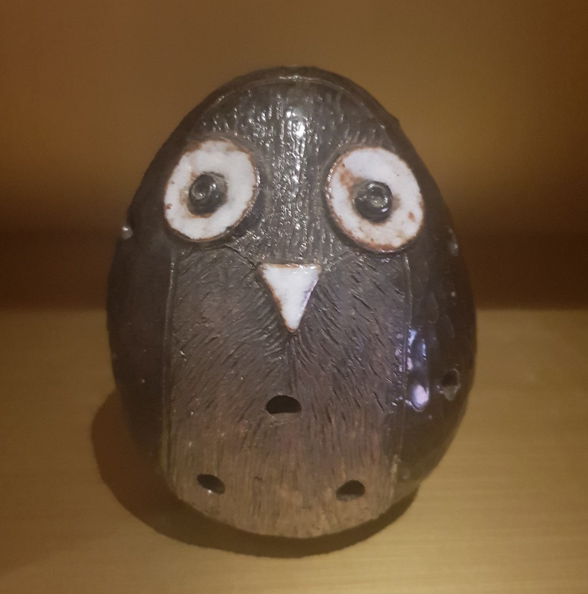 Photophone Lampe Grès Chouette Hibou Vers 1960