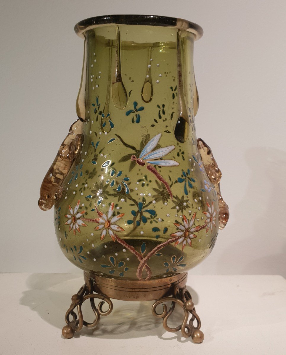Vase Verre Par Auguste Jean. Art Nouveau