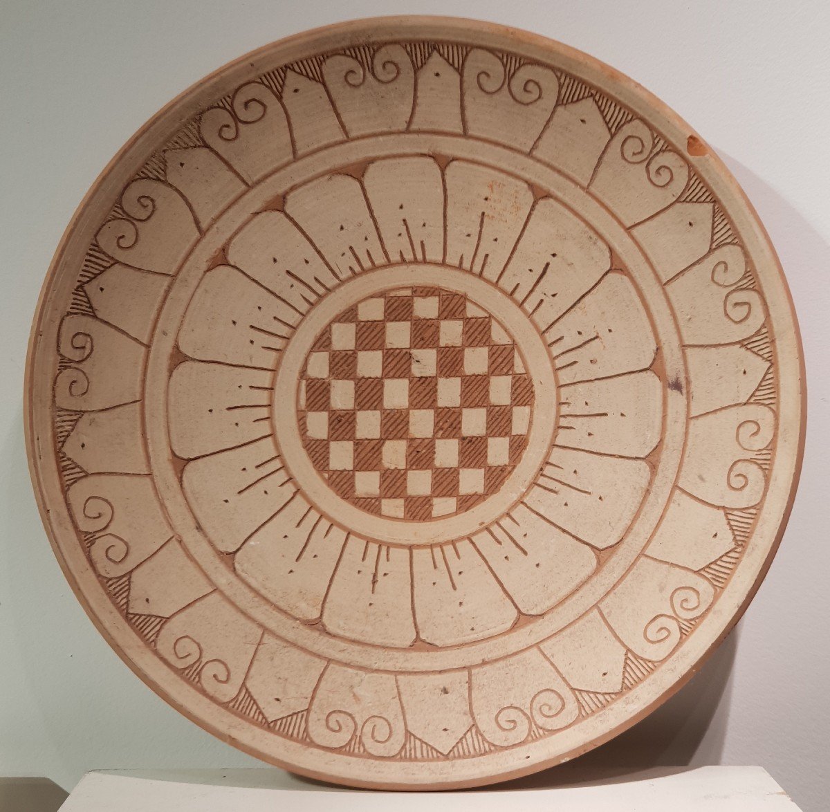 Incised Terracotta Dish. South America Or North Africa.