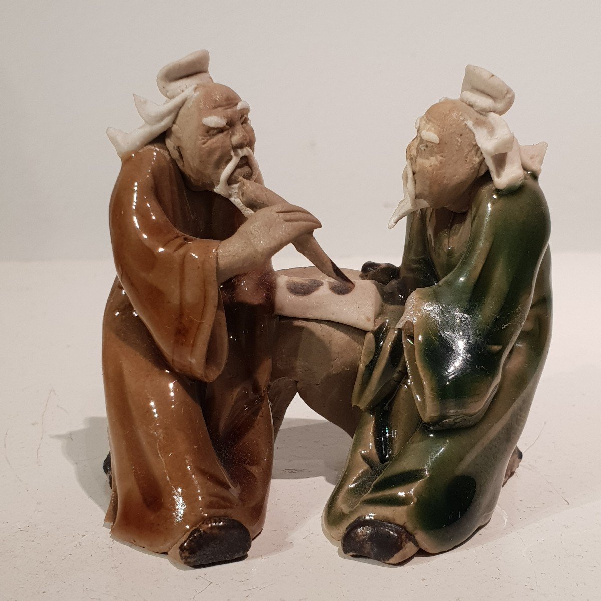 Two Sandstone Statues, Old Man Playing, China Or Vietnam, 20th Century-photo-2