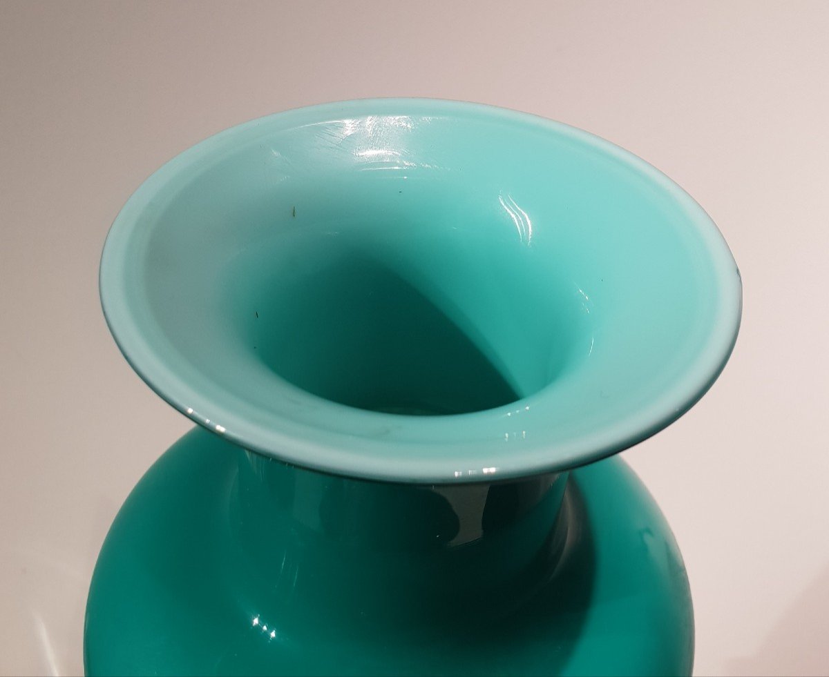 Labuan Venini Murano Turquoise Green Glass Vase-photo-2