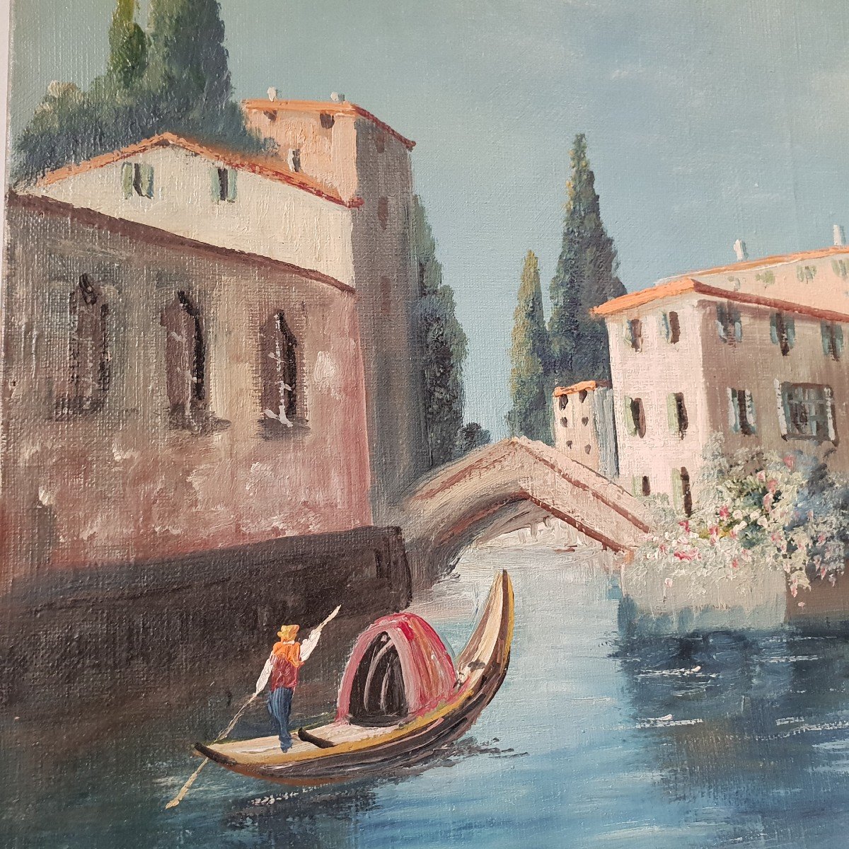 Painting Hst Scene Gondola In Venice Signed Andrey-photo-1
