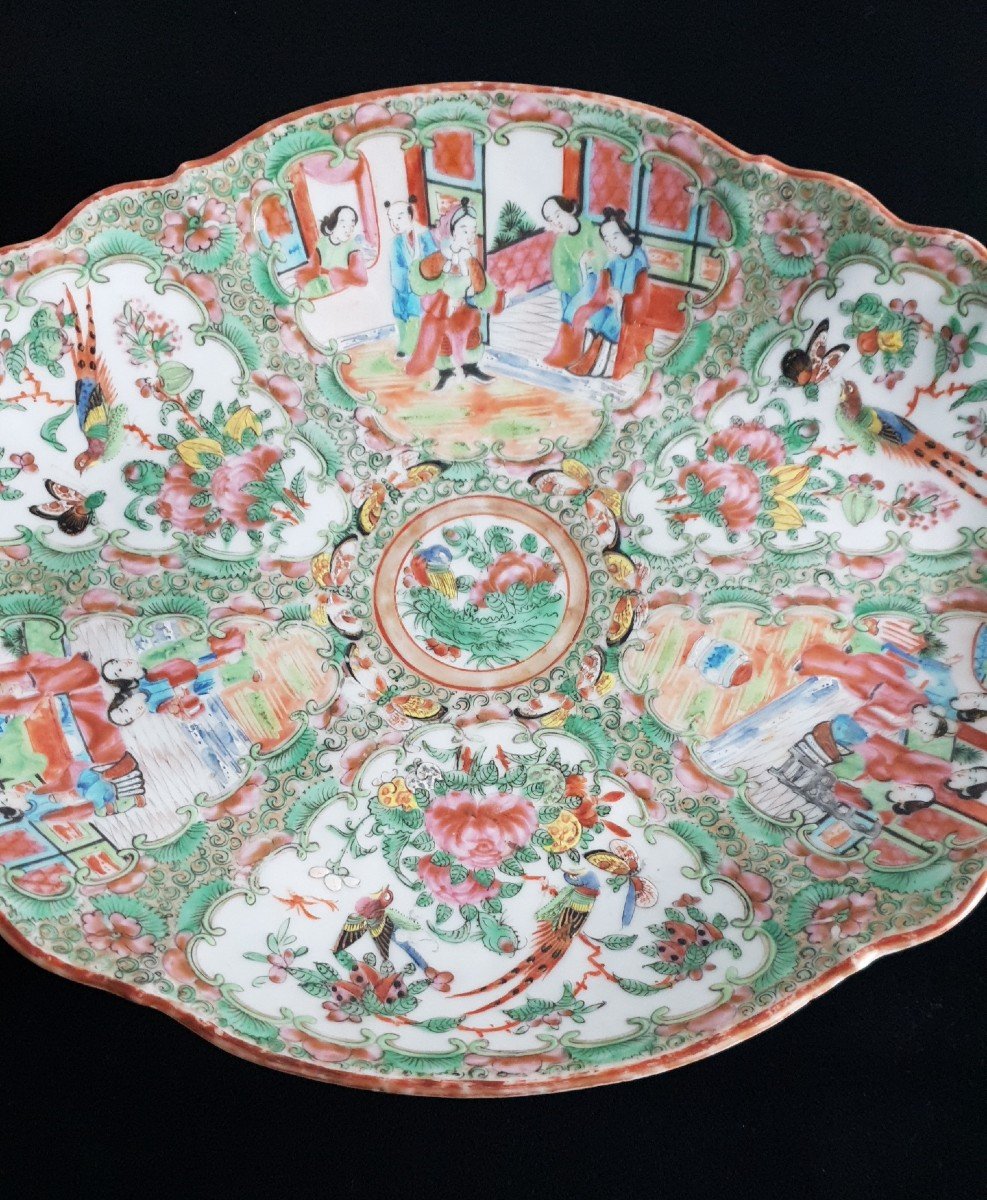 Grande Coupe En Porcelaine De Canton, Famille Verte, 19ème -photo-2