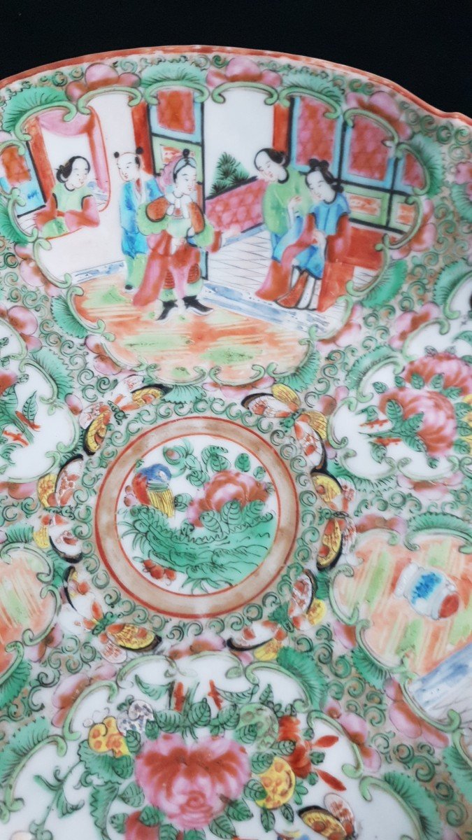 Grande Coupe En Porcelaine De Canton, Famille Verte, 19ème -photo-3