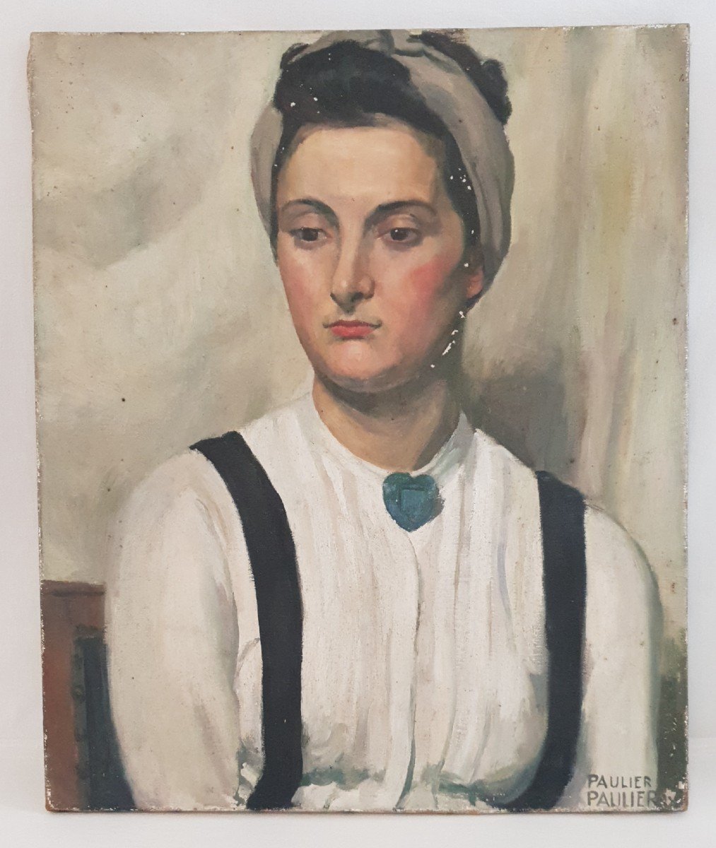 Peinture cet femme, bohemienne signé Paulier, vers 1930-40