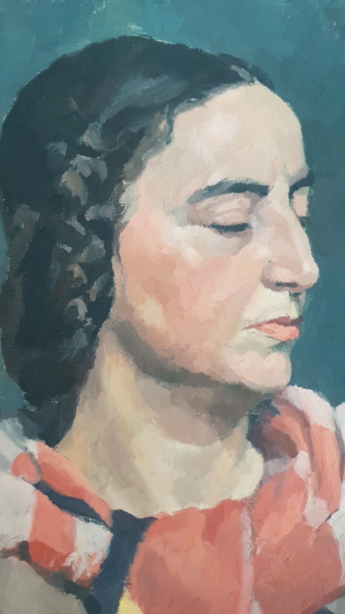 Painting Hst Woman Signed Paulier, Circa 1930-40-photo-3