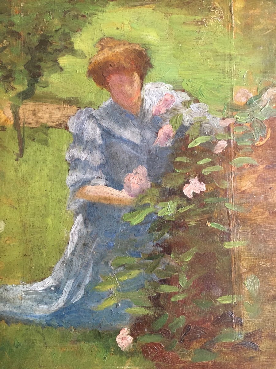 Portrait Femme Au Jardin Impressionniste 