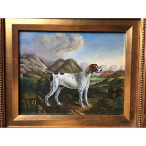 Oil Portrait Of English School Dog 
