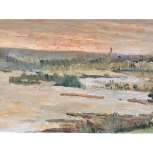 Old Impressionist Riverside Landscape 