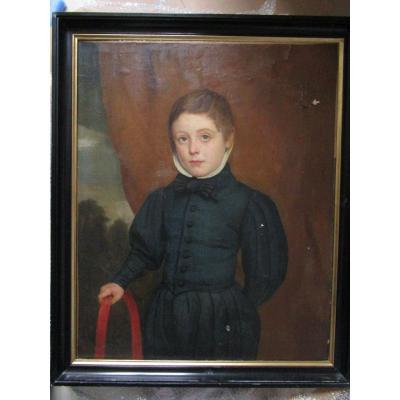 Portrait d'Enfant Au Cerceau XIX