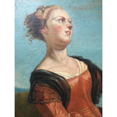 Huile Sur Toile Portrait De Femme XIX ROQUEPLAN Camille 