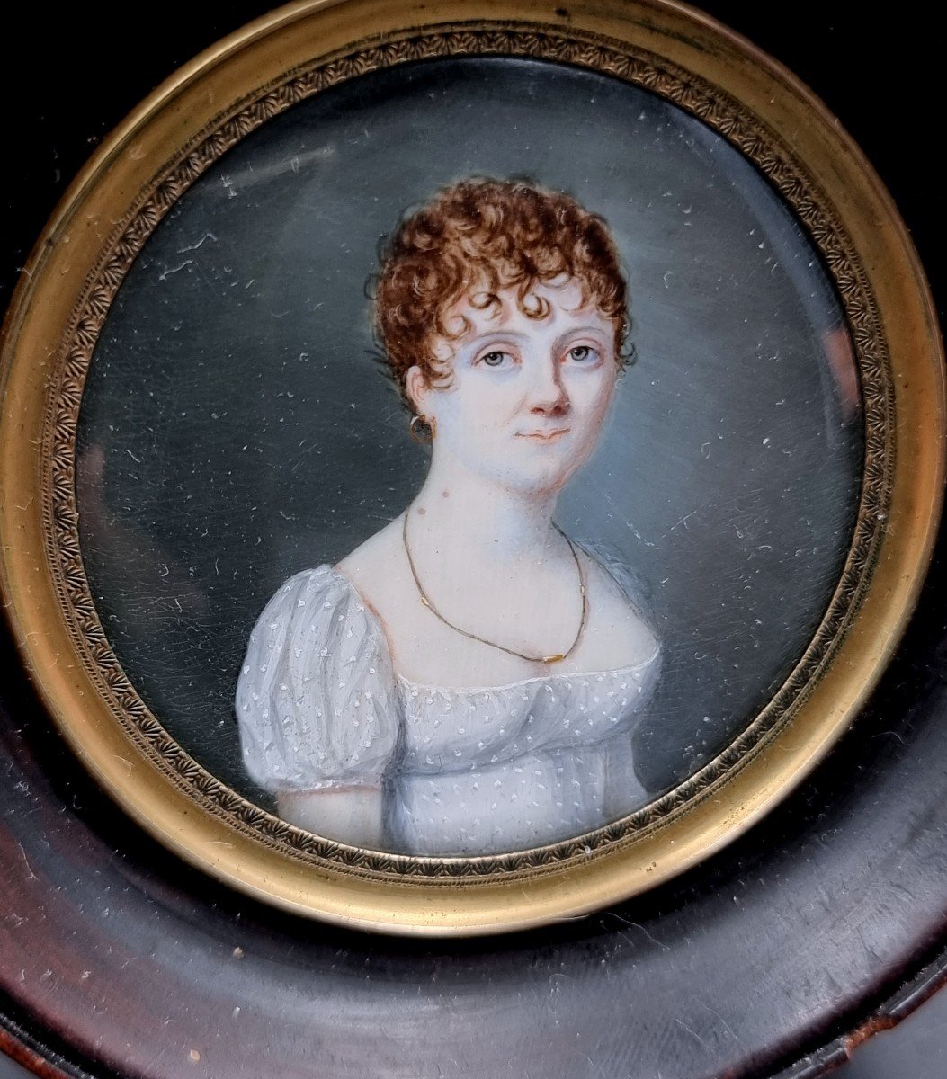 Miniature Jeune Femme d'époque Premier Empire Début XIXe Siècle-photo-2