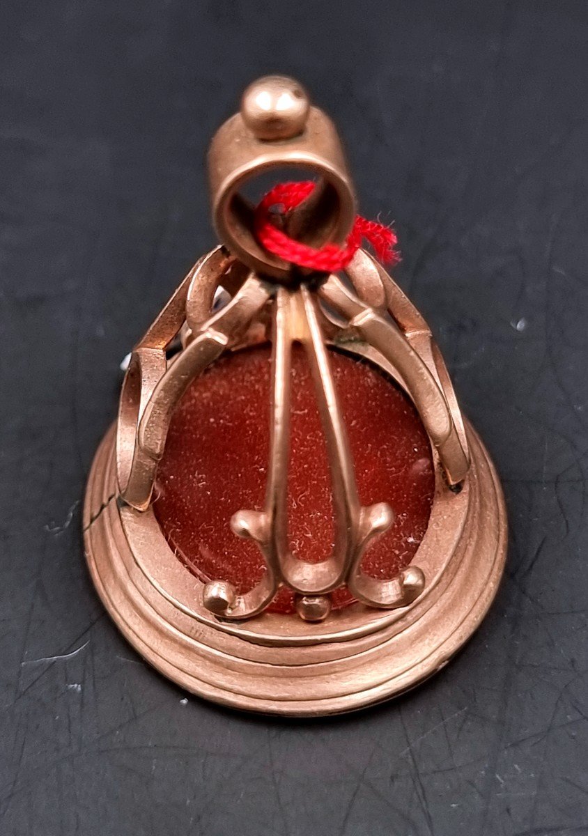 Stamp Pendant In Gold And Carnelian Period Early 19th Century Virgin Table-photo-4