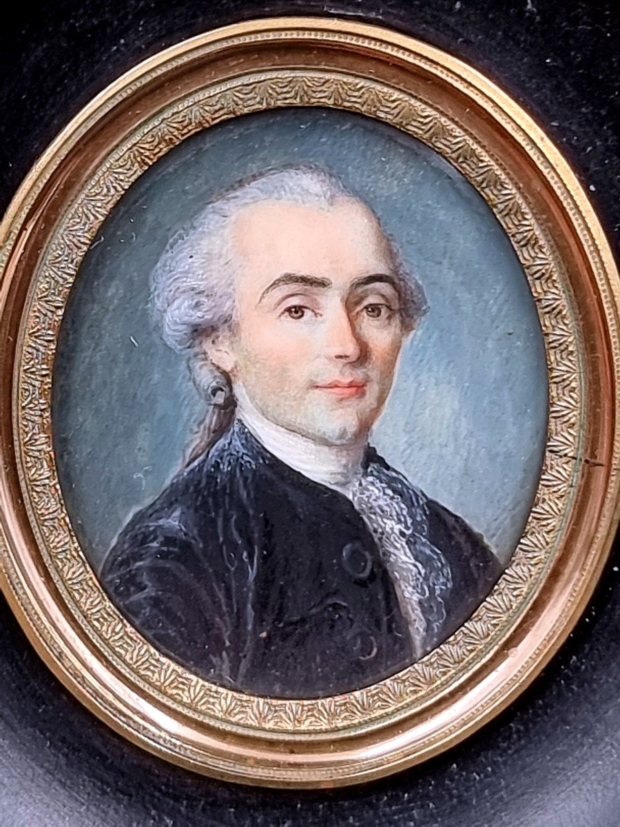 Miniature d'Un Homme d'époque XVIIIe Siècle Très Expressif