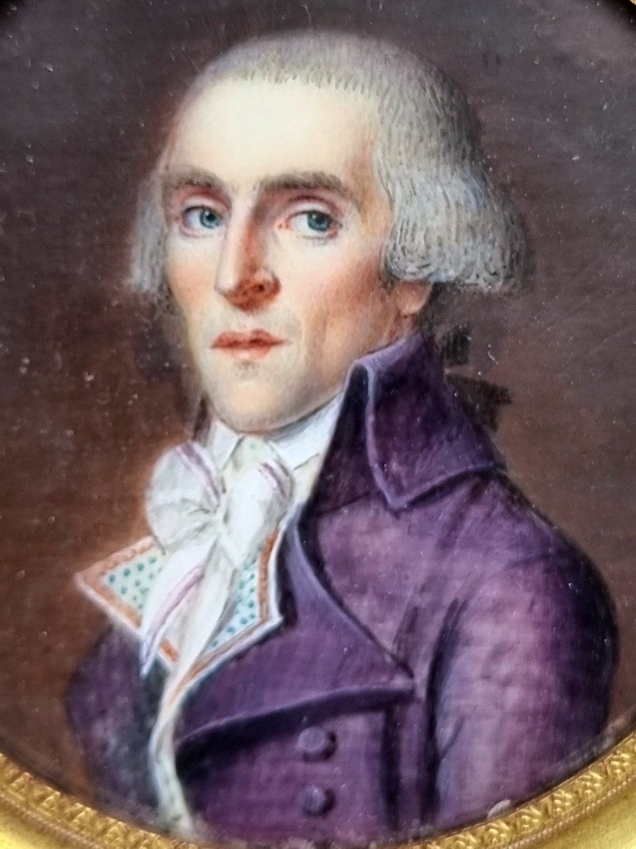 Miniature d'Un Jeune Homme De Caractère d'époque Louis XVI / Directoire Très Bel Habit -photo-2