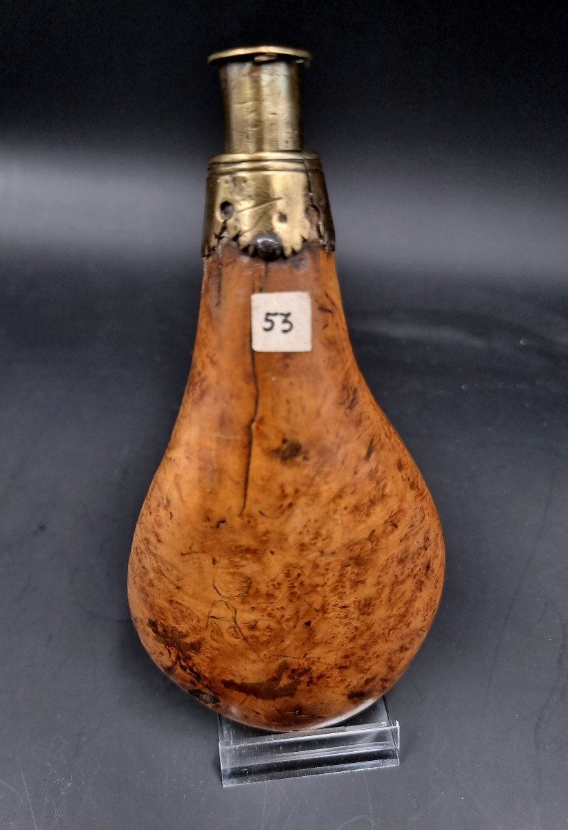 Powder Pear In Burl Walnut And Brass Empire Period Early 19th Century-photo-2