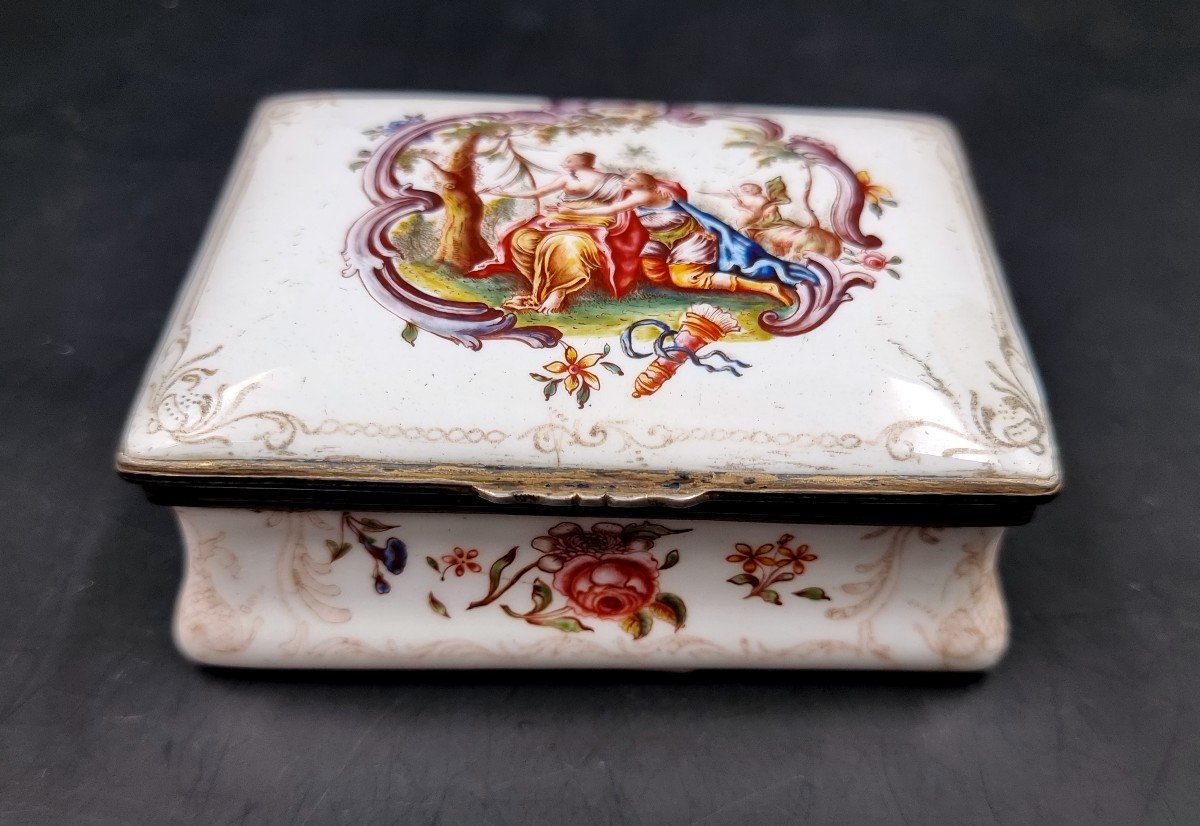 Enameled Box Silver Frame With A Very Beautiful Miniature In The Lid-photo-3