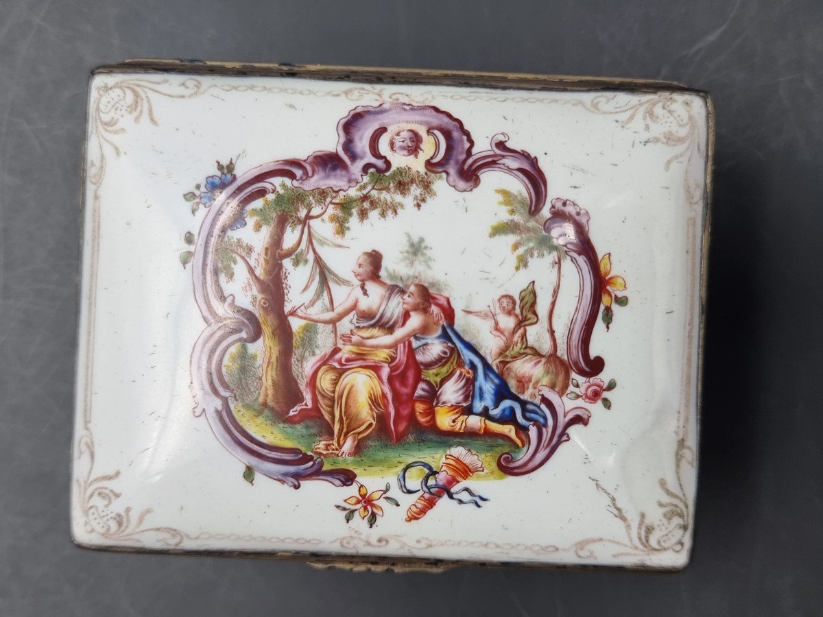 Enameled Box Silver Frame With A Very Beautiful Miniature In The Lid-photo-3