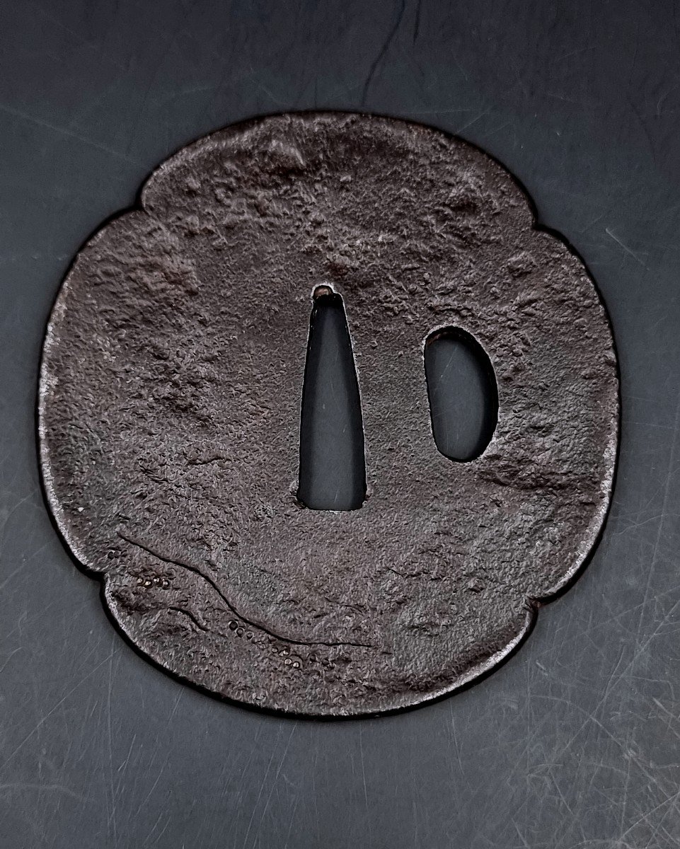 Tsuba Decorated With Two Characters In An Edo Period Landscape-photo-3