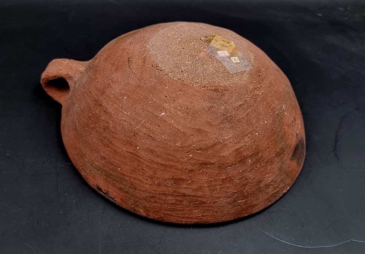 Pre-columbian Colombian-ecuadorian Cup With A Small Earthen Handle Geometric Patterns-photo-3