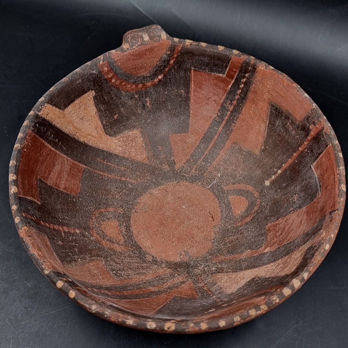 Pre-columbian Colombian-ecuadorian Cup With A Small Earthen Handle Geometric Patterns-photo-1