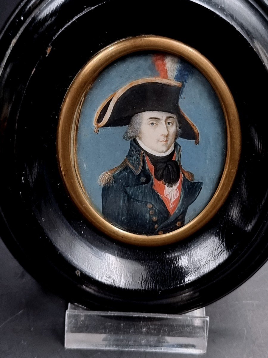 Rare Miniature d'Un Général Français d'époque Révolutionnaire Uniforme  Bicorne Couleurs Nation-photo-2