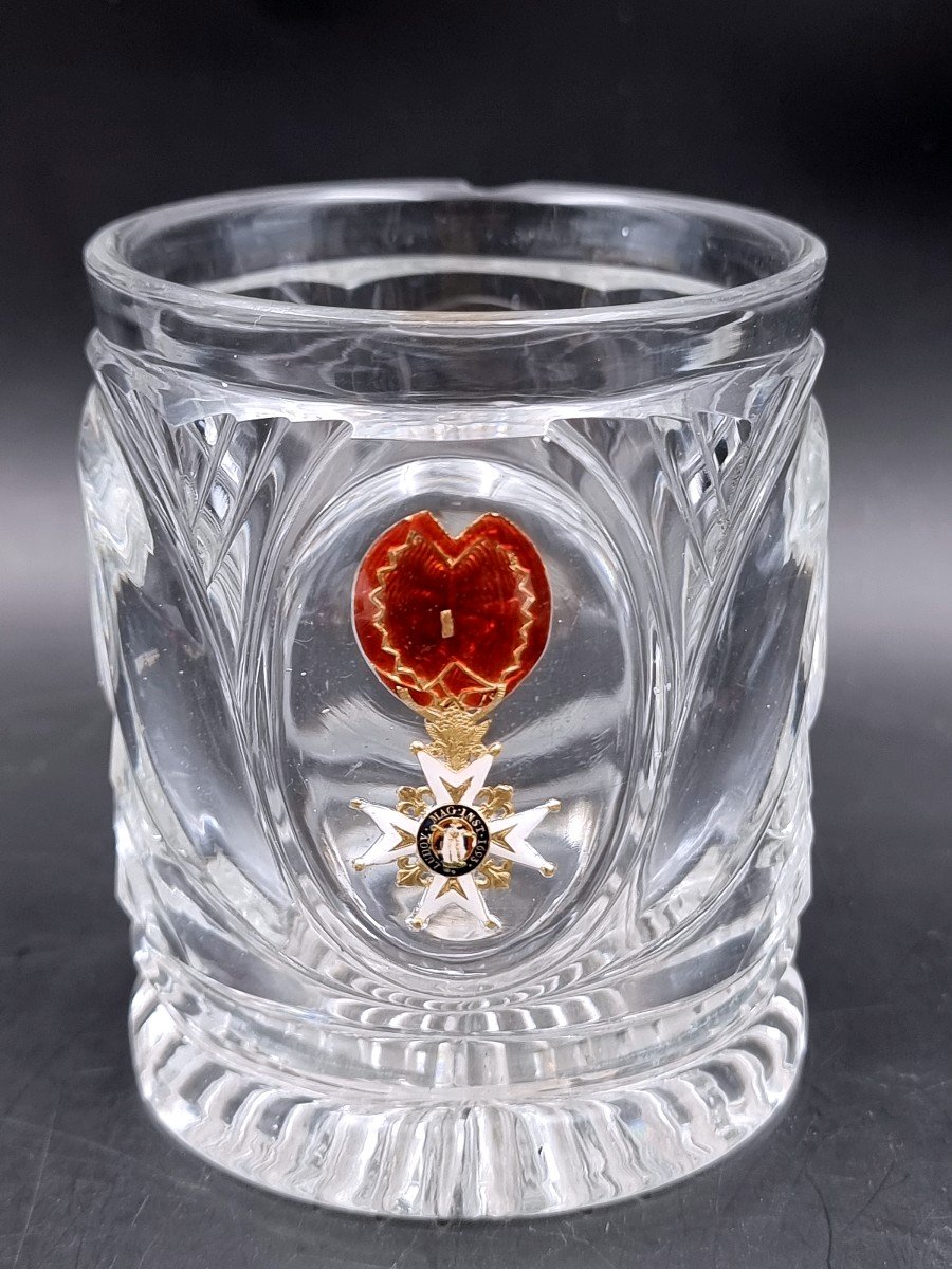 Crystal-ceramic Tumbler Decorated With A Medal From The Order Of Saint Louis 