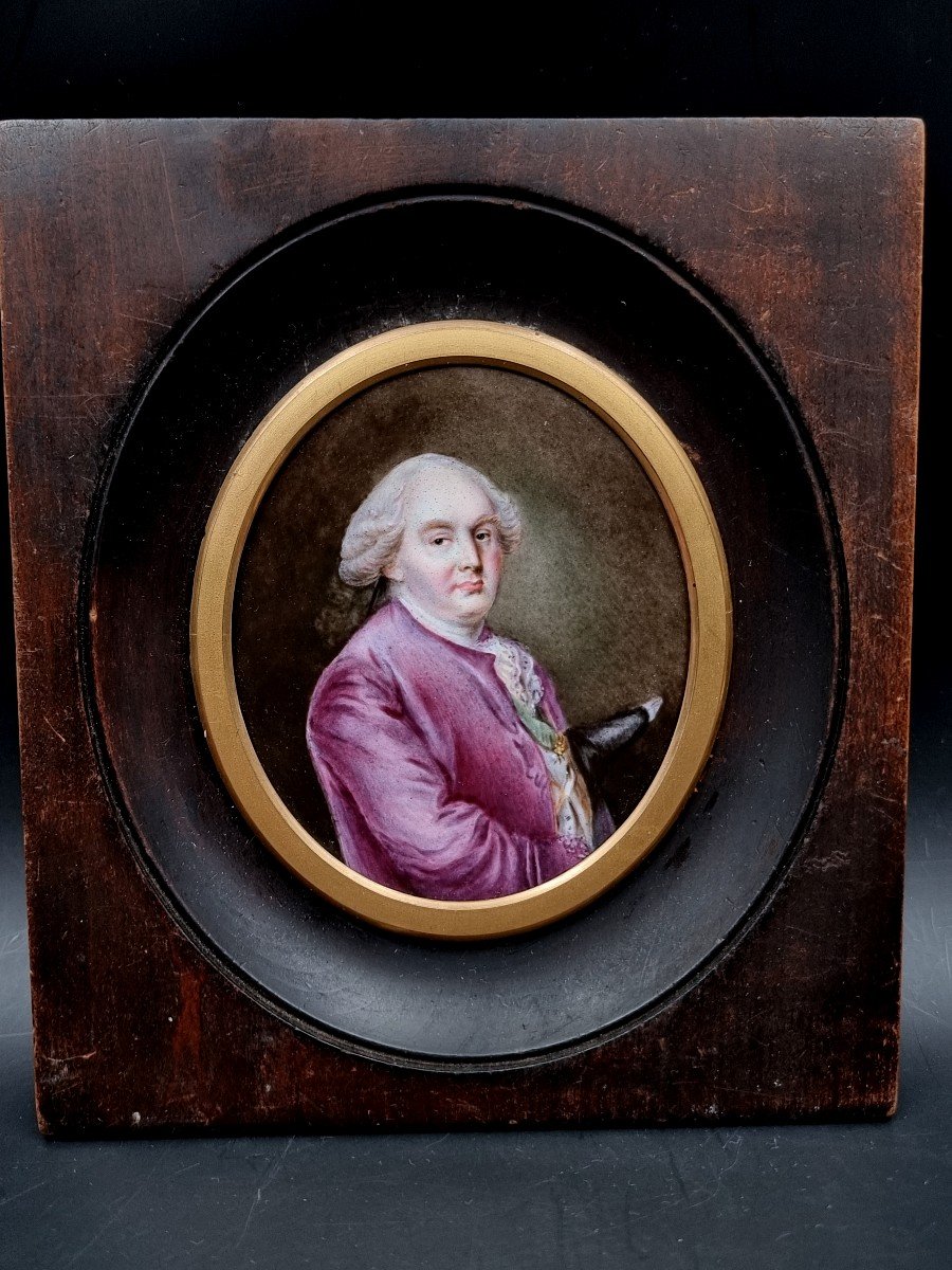 Miniature On Porcelain Of The Count Of Angiviller Marshal De Camp