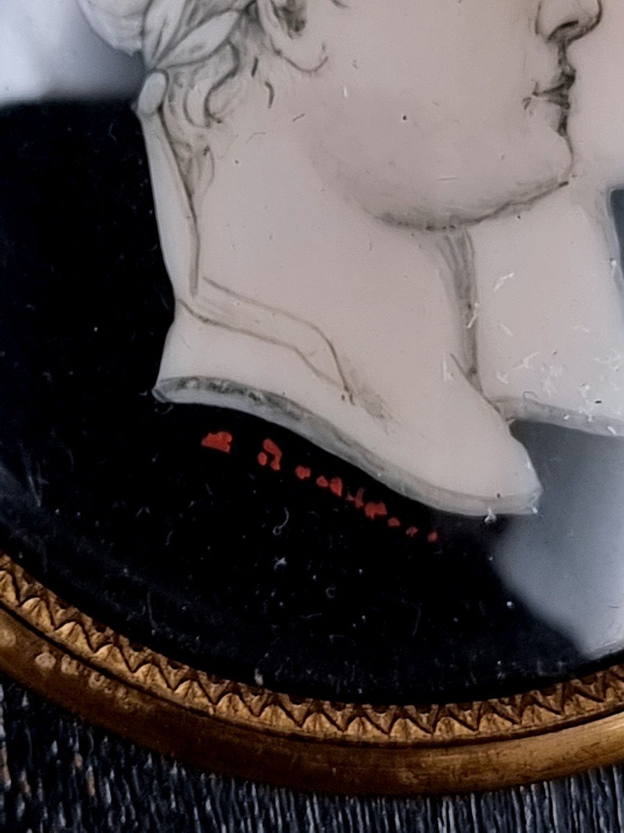 Miniature Napoleon And Marie-louise In Profile Illegible Signature -photo-2