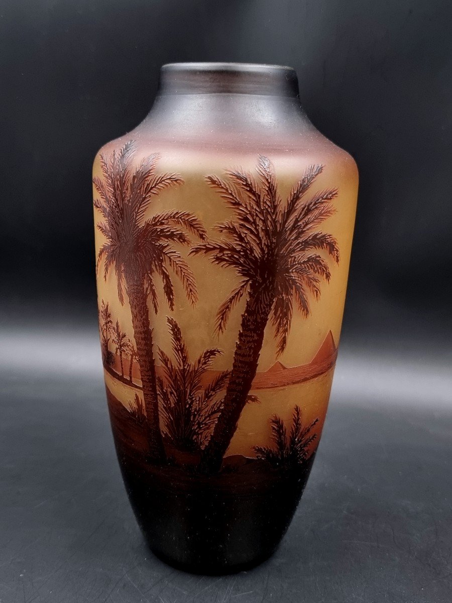 Saint-louis Vase, Glass Landscape, Oriental Landscape Decor, Nile Banks, Circa 1920-photo-4