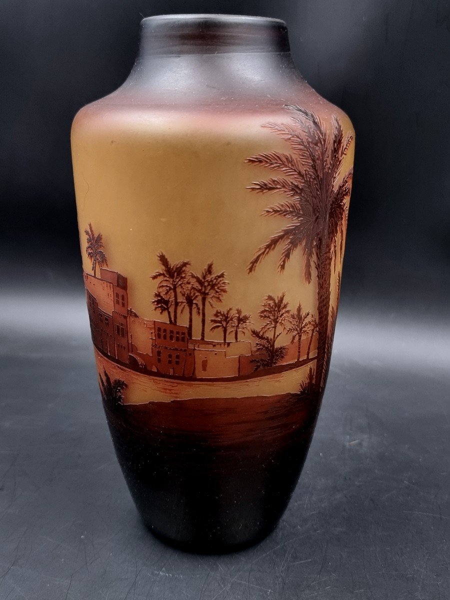 Saint-louis Vase, Glass Landscape, Oriental Landscape Decor, Nile Banks, Circa 1920