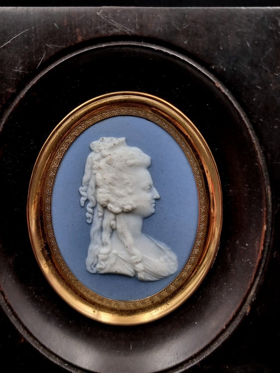 Biscuit Blanc Et Bleu d'Un Profil De Femme Madame Elisabeth ? Ou Marie Antoinette ? -photo-2