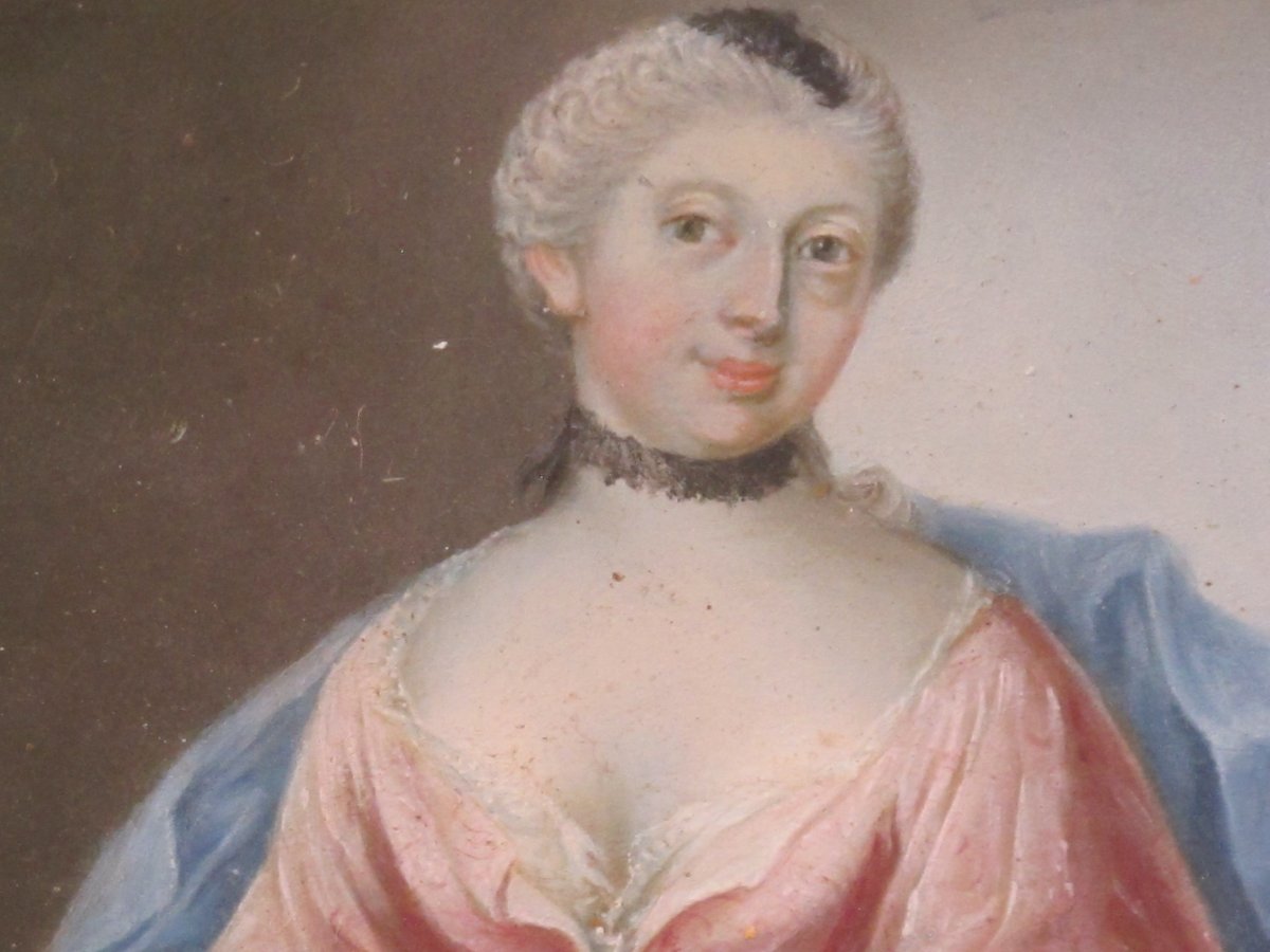 Miniature Sur Métal Représentant Une Femme d'époque Louis XV-photo-2