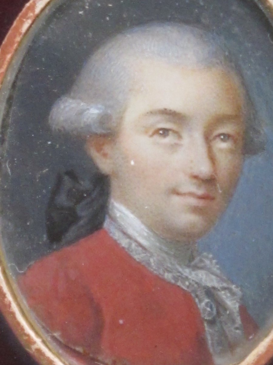 Miniature Famille Amédée De Savoie Homme à La Veste Rouge Louis XVI 18 ème Siècle-photo-2